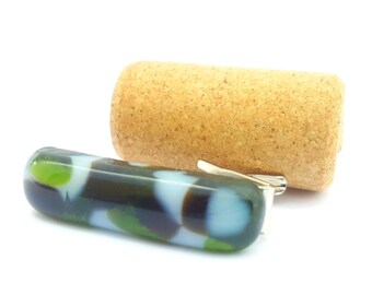 Pinza de corbata de botella de vino reciclada en vidrio verde, marrón y esmerilado / Pinza de corbata de vidrio reciclado fundido al horno