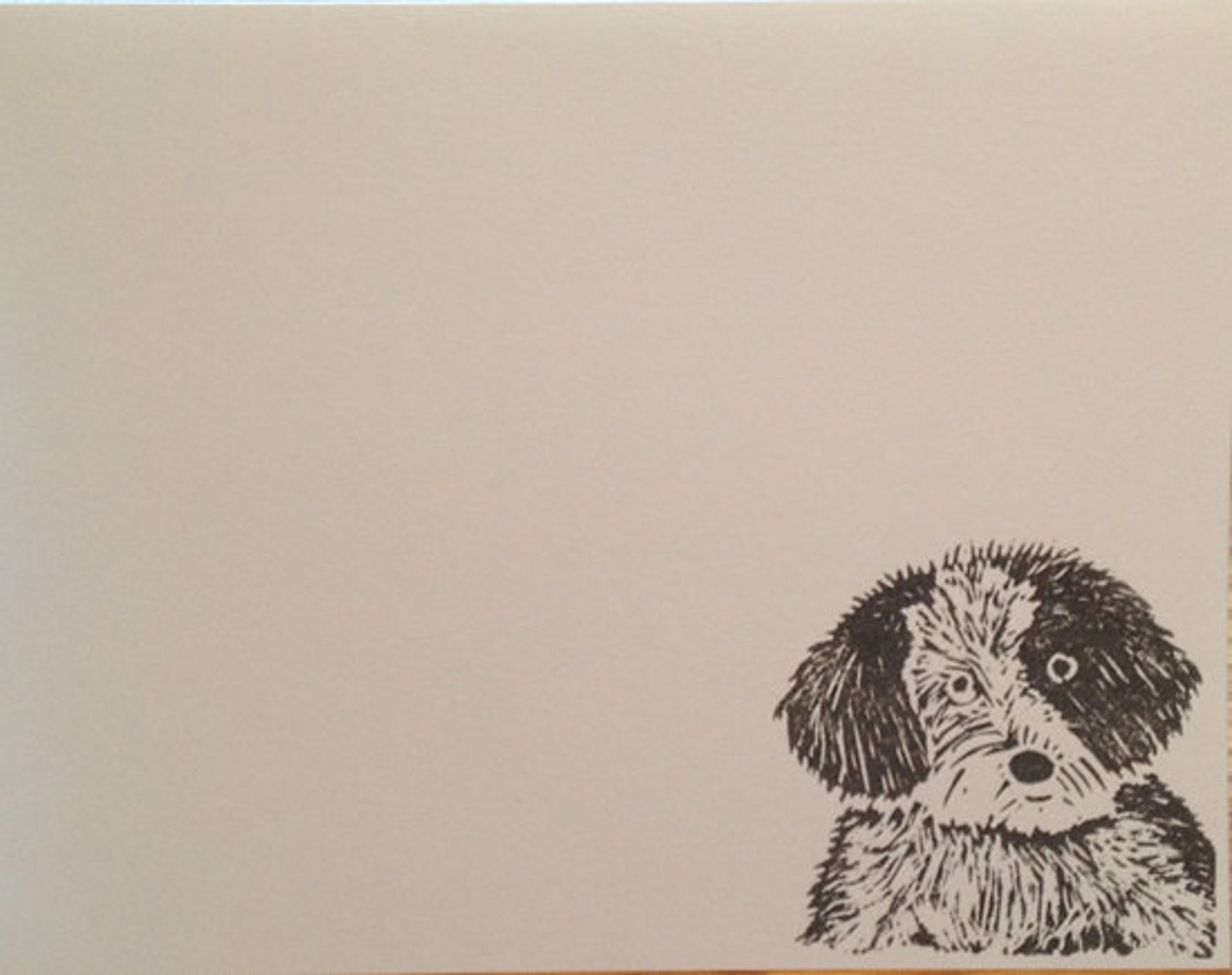 Dog Linocut Block Print Card | Etsy