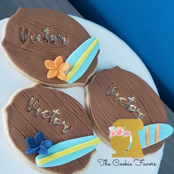 Beach Surf Sugar Cookie 3"- 12 Sugar Cookies Decorated With Marshmallow Fondant - Favors- Candy Buffet- Sweet Table. Il_570xn