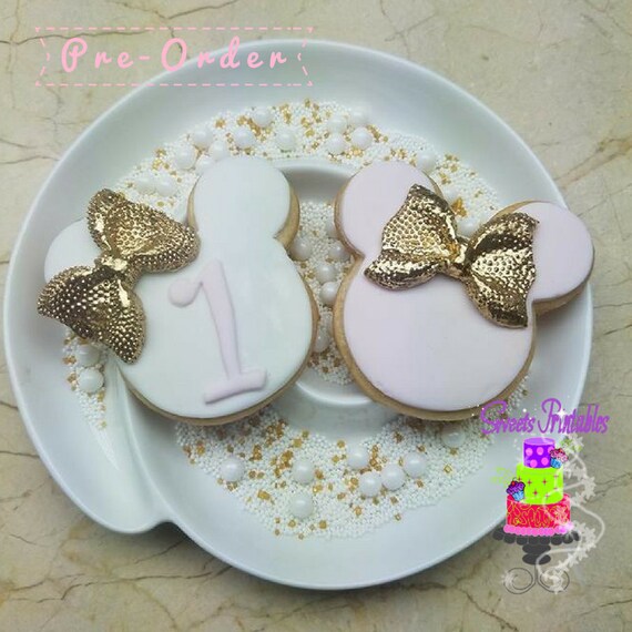 Gold Minnie Mouse Sugar Cookies 2", Fondant Cookies, Party Favor Cookies Il_570xn