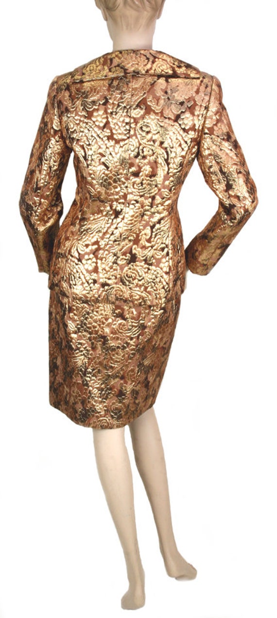 Vintage Galanos Long Sleeve Jacket & Skirt Copper… - image 2