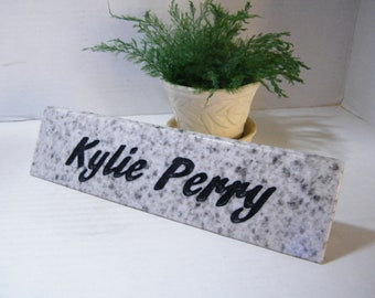 Nameplate,Stone Desk Plate, White Granite Stone Desk Plate,Desk Name Plaque/Granite Plaque/ Office Nameplate, Employee Nameplate