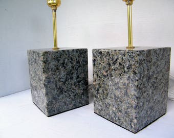 Lamp Set, Granite Base Lamps, Table Lamps, Polished Granite Lamps