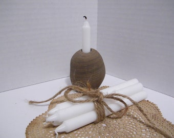 Candlestick Holder: Hand-Picked Stone Candle Holder