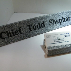 Desk Set, Name Plate and Card Holder, Custom Granite Name Plate, Stone Desk Set