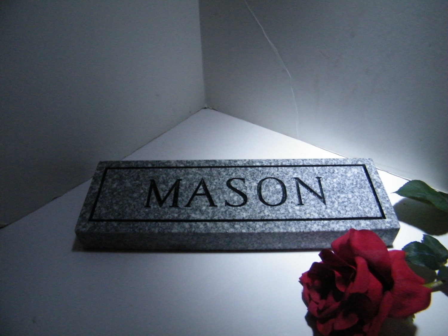 Granite Pet Memorial, 10" x 4" Stone, Hand-Carved Pet Grave Marker