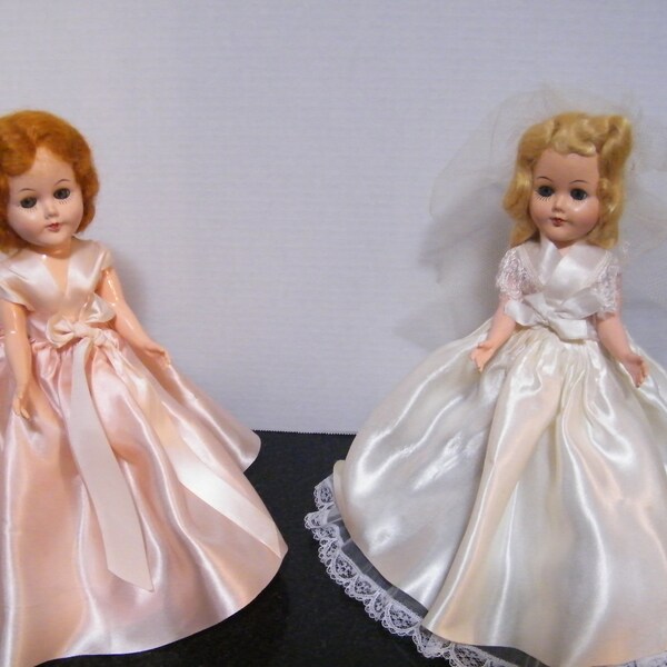 Vintage Dolls, 1950's Dolls, Plastic Molded Art Dolls, Two Vintage PMA Dolls in Bridal Gowns