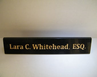 Black Granite Nameplate: Hand Cut Personalization, Letter Limit Please Read