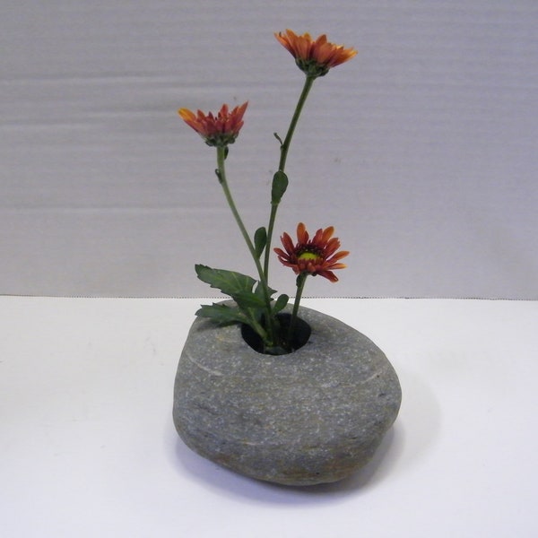 Vase, Ikebana Rock Vase, Vase with Floral Kenzan