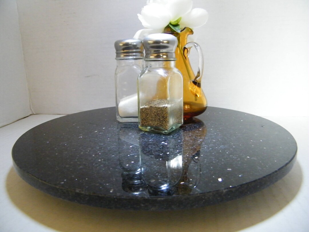 Lazy Susan, Granite Lazy Susan, Black Galaxy Granite Turntable, Table