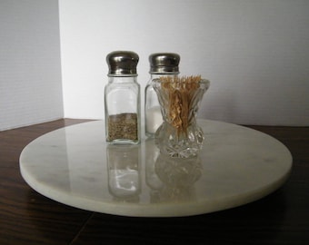 Lazy Susan: 12" White Marble, Table Centerpiece