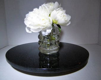 Bandeja giratoria de granito negro Lazy Susan de 30 cm hecha a mano para mesa de comedor