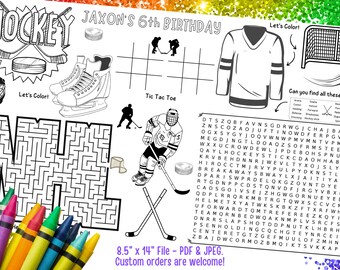 Party Printable, Coloring Sheet, Printable Activities Kids, Hockey Coloring Page, Printable Activity, Boys Birthday, Hockey Party Birthday