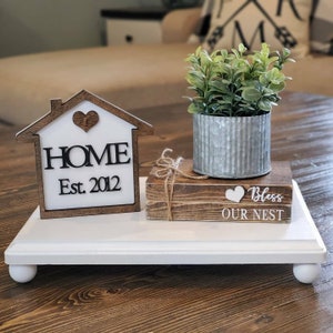 Home sign, home decor, farmhouse style, wood books, faux books, house sign, rustic, chic, cottage style, table decor, shelf decor