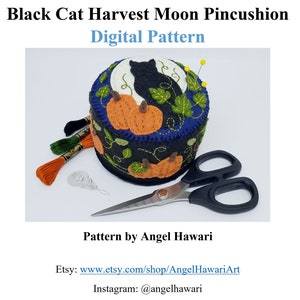 Digital Download Pattern Black Cat Pincushion handmade image 1