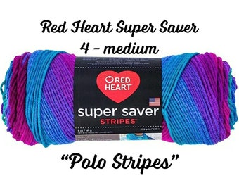 Yarn, Polo Stripes, Red Heart Super Saver, Self Striping, Variegated