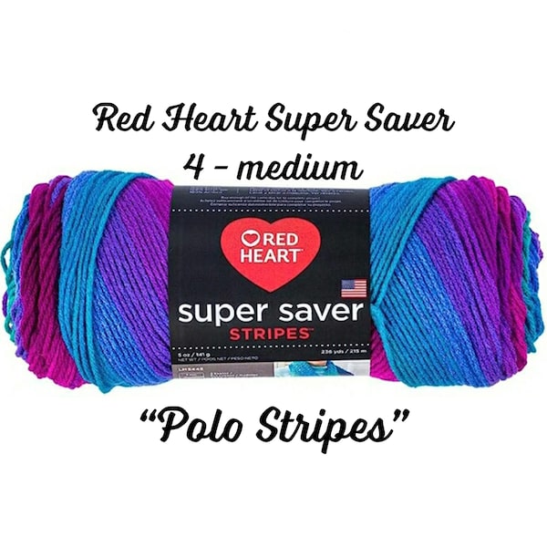 Yarn, Polo Stripes, Red Heart Super Saver, Self Striping, Variegated