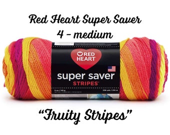 Yarn, Fruity Stripes, Red Heart Super Saver, Self Striping, Variegated