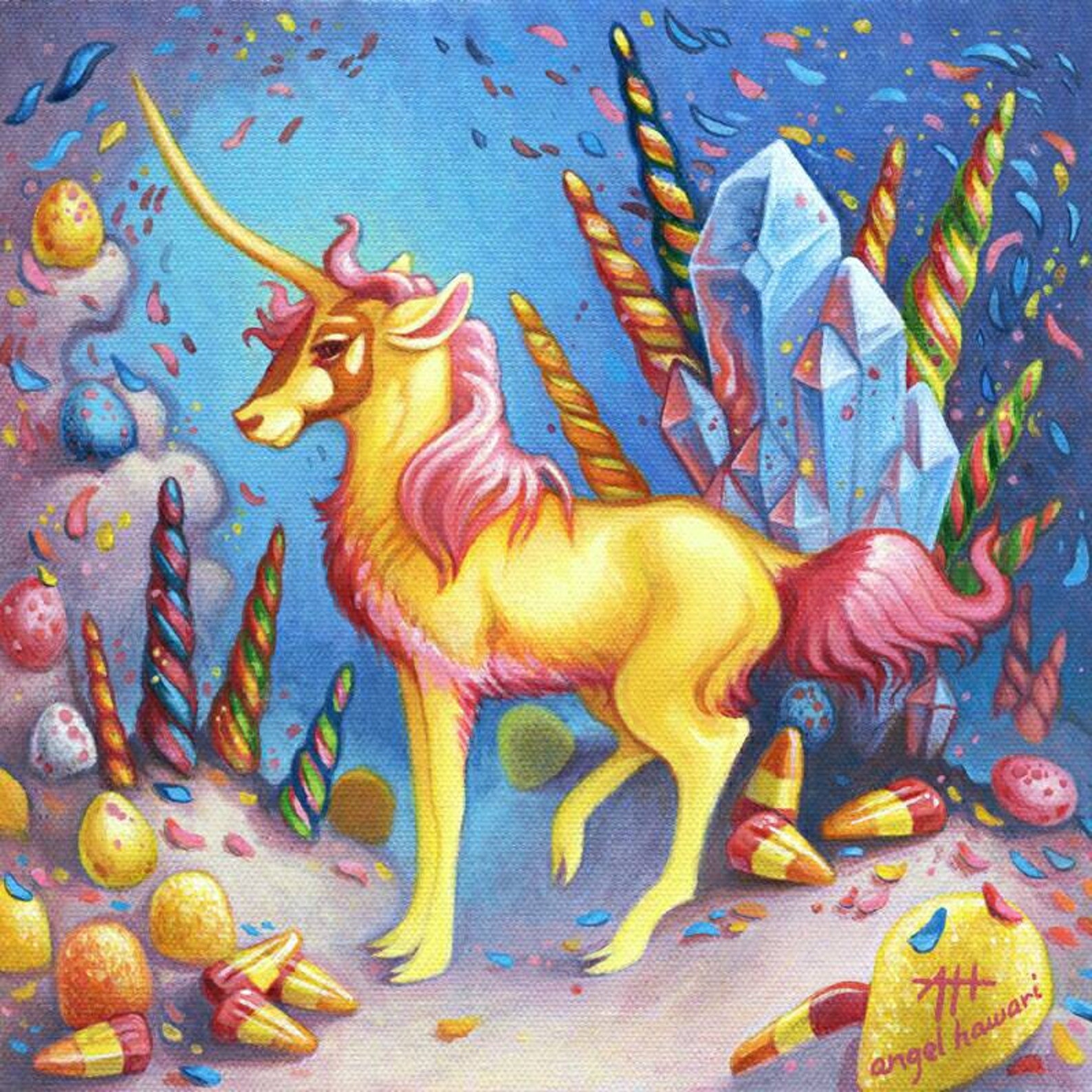 Unicorn Candyland art print by Angel Hawari Etsy