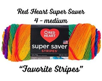 Yarn, Favorite Stripes, Red Heart Super Saver, Self Striping, Variegated