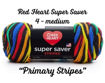 Yarn, Primary Stripes, Red Heart Super Saver, Self Striping, Variegated