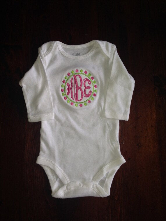Items similar to Monogrammed Long sleeve baby onesie! on Etsy