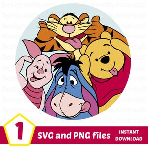 Winnie the Pooh e i suoi amici png, Winnie the Pooh svg, Disegni a sublimazione, Clipart, Adesivi digitali, DOWNLOAD IMMEDIATO