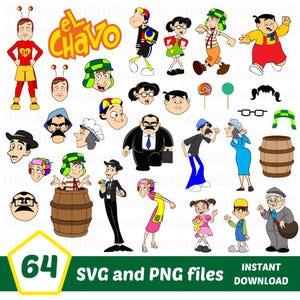 El Chavo del Ocho Svg, El Chapulin Colorado Svg, Paquete Png, Diseños de sublimación, Svg en capas, Pegatinas digitales, Clipart, DESCARGA INSTANTÁNEA