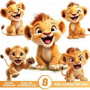 Watercolor Baby Lion Clipart, Lion Cub Roaring, Watercolor Cute Lion, Sublimation Designs, Png bundle, Digital Stickers, INSTANT DOWNLOAD