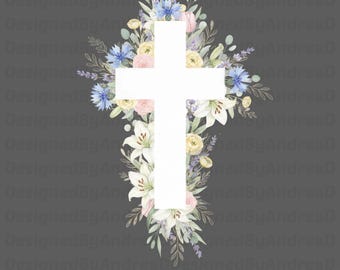 Christian Cross Png, Floral Cross Png, God Png, Jesus Png, Faith Png, Christian Png, Religious Png, Sublimation Designs, INSTANT DOWNLOAD