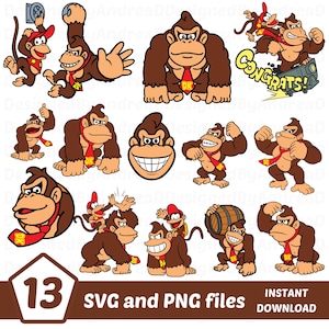 Donkey Kong and Diddy, Svg Files for Cricut, Png bundle, Sublimation Designs, Layered Svg, Clipart, Digital Stickers, INSTANT DOWNLOAD