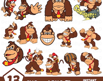 Donkey Kong and Diddy, Svg Files for Cricut, Png bundle, Sublimation Designs, Layered Svg, Clipart, Digital Stickers, INSTANT DOWNLOAD
