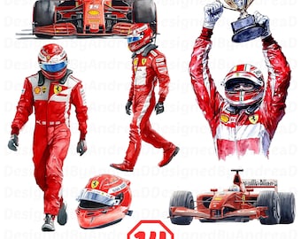 Watercolor Formula 1 Clipart, Racing Car, Race Cars, Motorsport Clipart, Sublimation Designs, Png bundle, Digital Stickers, INSTANT DOWNLOAD