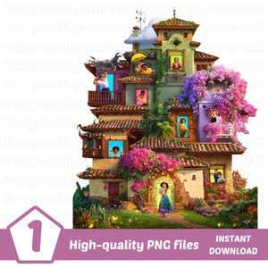 Pu&ograve; includere: Un edificio colorato a pi&ugrave; piani con balconi e finestre. L'edificio &egrave; decorato con fiori e viti. Ci sono persone nelle finestre e sui balconi. L'edificio &egrave; su uno sfondo bianco.