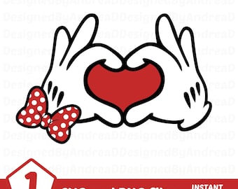 Mickey and Minnie love svg, Heart Hands svg, Happy valentines day, Sublimation designs, Clipart, Digital stickers, INSTANT DOWNLOAD