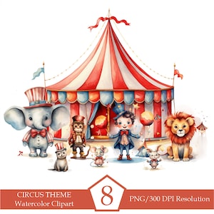 Watercolor circus, Circus clowns png, Circus animals, Circus theme png, Circus clipart, PNG, Clipart, INSTANT DOWNLOAD
