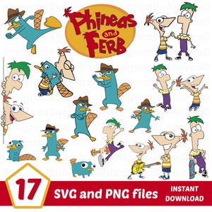 Phineas and Ferb Svg bundle, P Agent Svg, Png bundle, Sublimation Designs, Layered Svg, Clipart, INSTANT DOWNLOAD