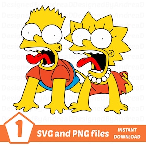 Bart and Lisa Simpson Svg, Bart Simpson png, Lisa Simpson png, Png bundle, Sublimation Designs, Clipart, Digital Stickers, INSTANT DOWNLOAD