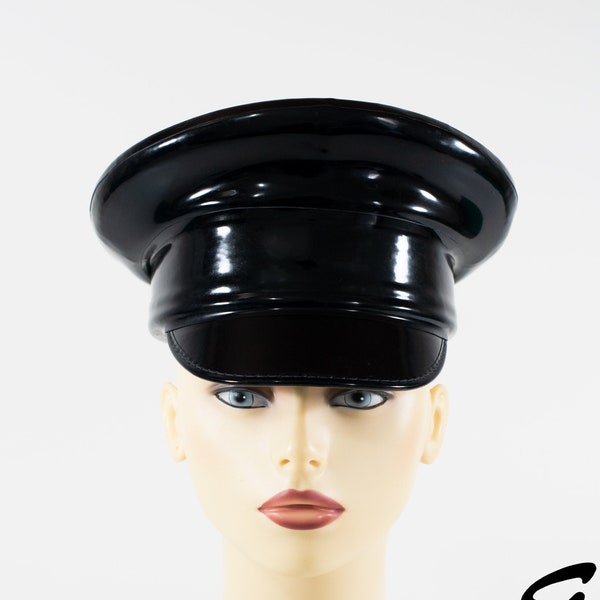 Chapeau militaire en latex noir