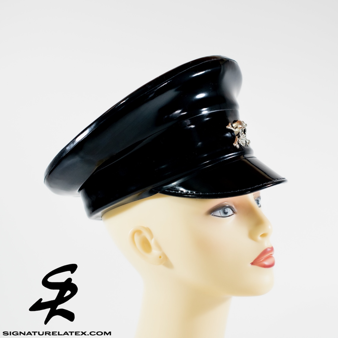 Latex Military Hat In Black With Chrome Skull Crossbones Etsy latex-military-hat-in-black-with-chrome-skull-crossbones-etsy