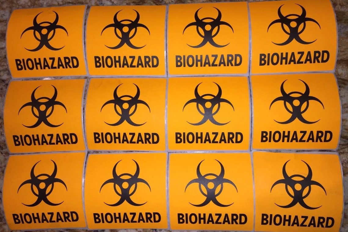 Biohazard Sticker 12 Pack 4x4 Toxic Zombie Etsy