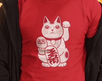 Japanese Lucky Cat T-shirt, Maneki Neko Graphic Tee