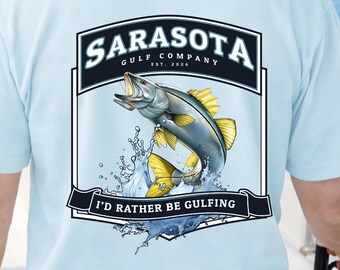 Sarasota Gulf Company Snook Fish Shirt, Coastal Fishing Tee, Gulf Coast Graphic T-Shirt, Snook Shirt, Florida Boat Life Tee