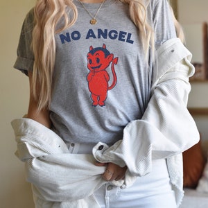 Funny Shirt, Devil &#39;No Angel&#39; Shirt, Vintage Retro Cartoon T-Shirt