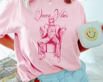 Queen Vibes T-Shirt, Hand-Drawn Illustration, Empowered Woman Tee