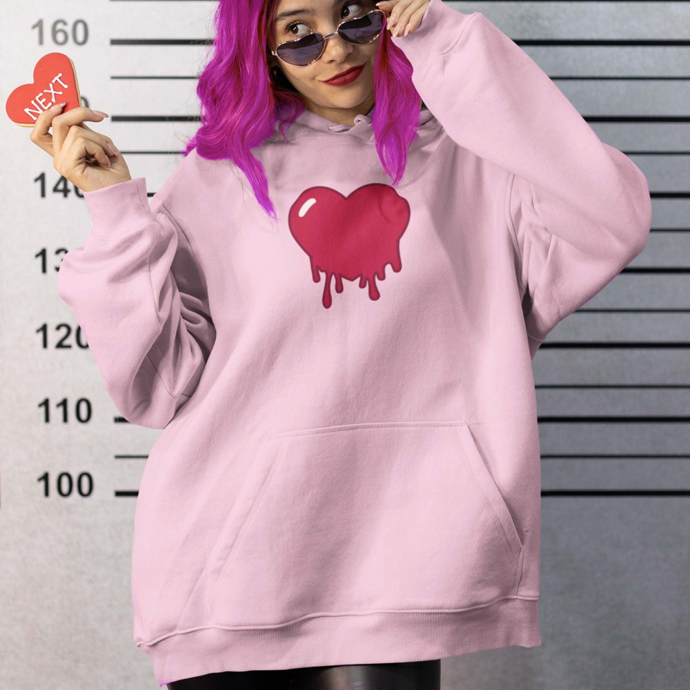 Yami Kawaii Bleeding Heart Unisex Hoodie, Anti-Valentine Hoodie, Melting Heart Hoodie, Aesthetic Clothing, Valentine'S Day Hoodie, Sad Heart Holoshirts