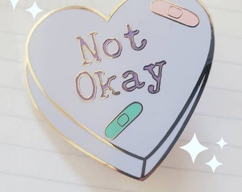 Yami Kawaii Enamel Pin, Lavender Candy Heart, Pastel Goth Aesthetic
