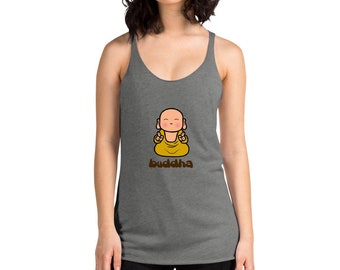 Buddha Top, Buddha Womens Tank, Cute Yoga Tank, Japanese Buddha Top, Kawaii Baby Buddha Tanktop, Boho Buddha Top, Boho Gym Tank, Gift