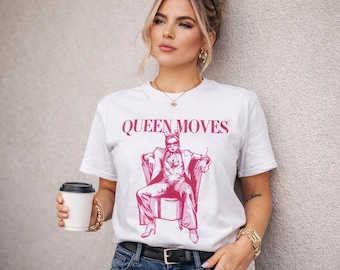 Queen Moves Graphic Tee, Hand Drawn Illustration, Confident Woman Shirt