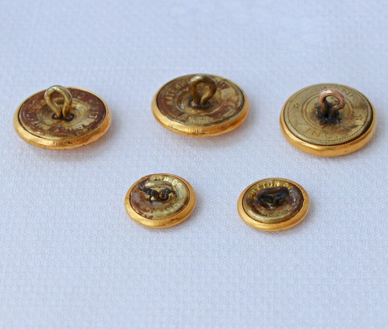 Vintage Brass Military Uniform Buttons Waterbury Co Swank Etsy